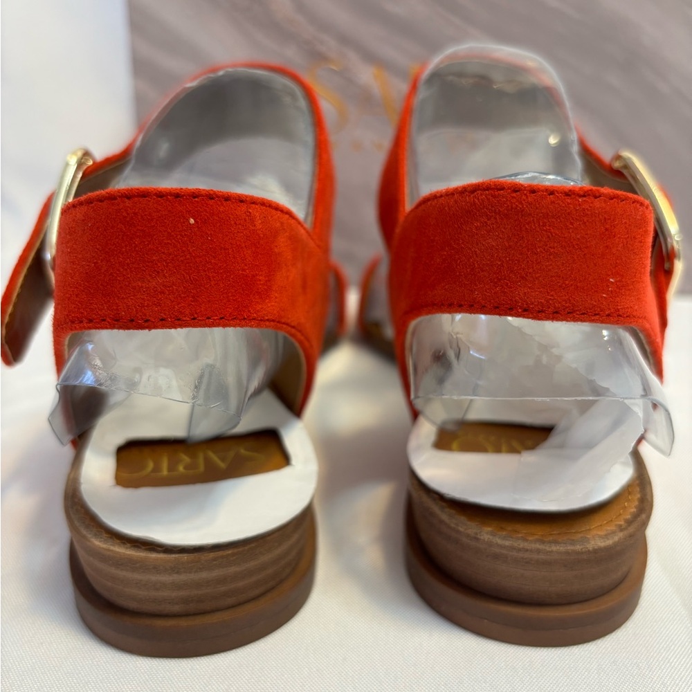 Franco Sarto Pop Red Suede Patterson Sandal Size 7 New In Box - Picture 4 of 9